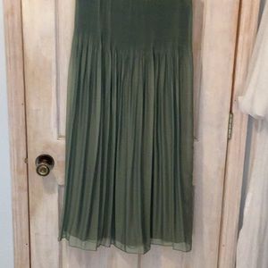 Pretty Moss Green Pleated Sheer Skirt